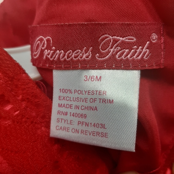 Princess Faith Red Belted Dress with Bow 3/6M - Picture 7 of 7